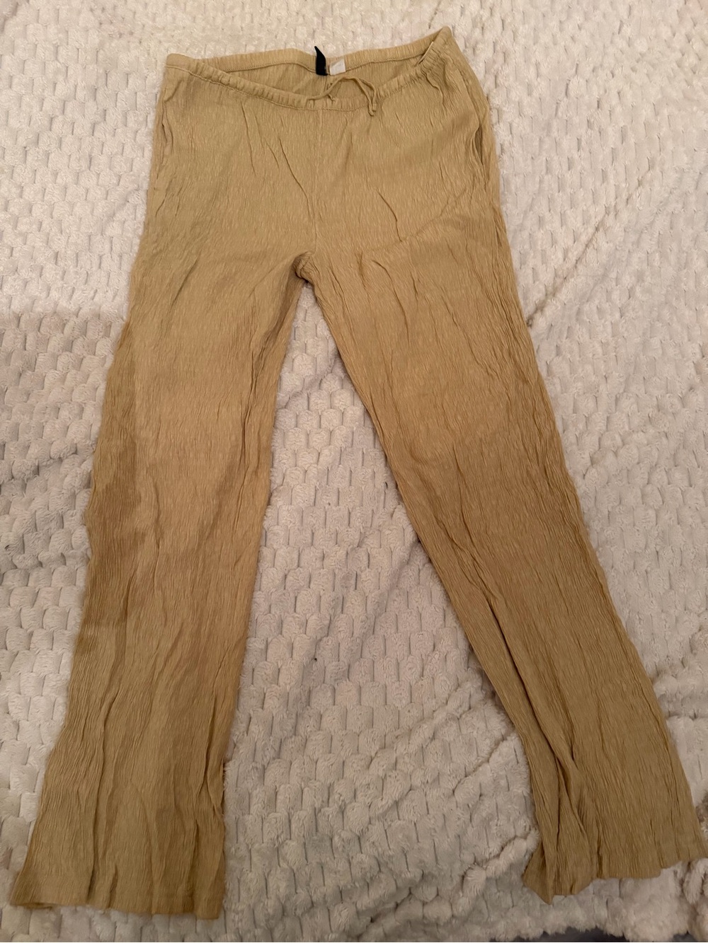 Divided Light Tan Crinkle Waistband Pants